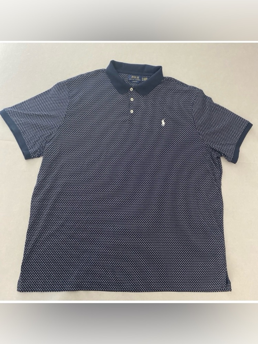 Polo Ralph Lauren Men's XXL Classic-Fit Blue Geometric Short Sleeve Golf Shirt